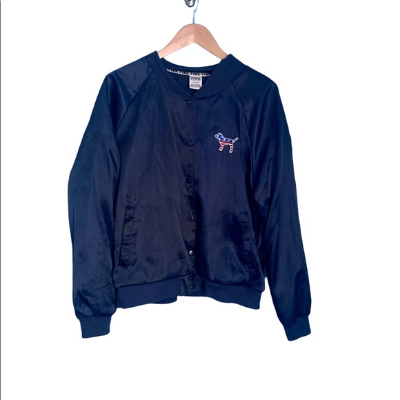 PINK Victoria’s Secret ‘merica Blue Bomber Jacket Size L - Picture 2 of 7